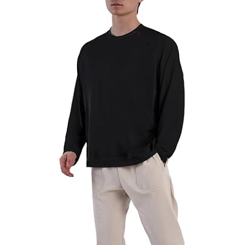 MAIKANONG Men's Athletic Long Sleeve Raglan Shirt Lightweight Quick-Dry Workout Top Casual Sportswear for Gym, Running Black Cover