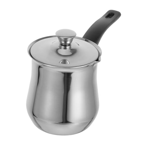 Garneck Stovetop Coffee Pot 540ml Turkish Ibrik with Lid Milk Butter Warmer Small Espresso Frothing Pitcher