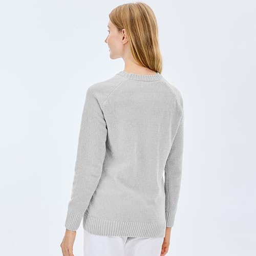 Image of Simple&Opulence Women's Chenille Sweater Crewneck Long Sleeve Pullover Ribbed Cuff Hem Round Neck Jumper Tops