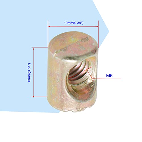 Aopin Barrel Nuts Cross Dowels Slotted Nuts For Furniture Beds Crib Chairs, M6 X 13Mm, 30Pcs #TOP1