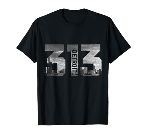 313 Detroit Michigan Area Code Pride Skyline Vintage T-Shirt