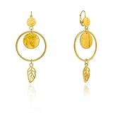 Pendientes colgantes chapados en oro de 14 quilates para mujer, joyería geométrica larga de acero inoxidable hipoalergénico, no se deslustra, regalo de moda diario para ella, Talla única, Acero