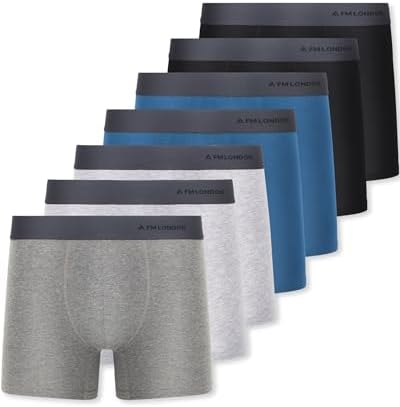 FM London 7er-Pack Boxershorts Herren, Baumwollreich und Atmungsaktiv