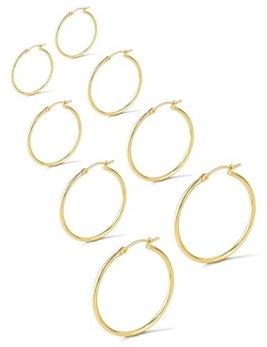 Créoles légères en argent pour oreilles sensibles, petit ensemble hypoallergénique