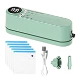 Durlo Tragbarer Mini-Vakuumierer (60 KPA) – 3 Temperaturstufen, 5 Beutel + Inflator-/Luftabsaugadapter (Snack-/Lebensmittelaufbewahrung)