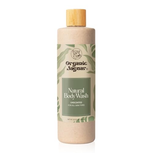 Organic Jaguar Natural Body Wash with Aloe Vera Gel and Shea Butter Bath and Shower Soap Cleanser for Body Care Leaves Skin Soft & Hydrated Unscented Sulfate and Paraben Free 13.5 fl oz