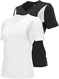 Women’s Activewear Dry Fit Athletic Moisture Wicking V Neck T-Shirts for Women - Workout t-Shirt 1&2