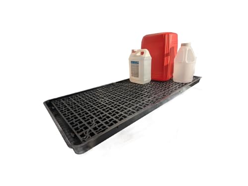 110 x 55cm Bunded Drip Tray with Removable Grid | 25-Litre Spill Containment Tray for Small Drums, Cans, and Containers – Durable Recycled Polypropylene for Garages, Workshops, and COSHH Compliance