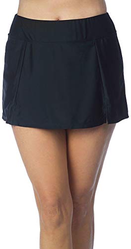 Maxine Of Hollywood Women's Side Slit Swim Skirt Swimsuit, Black, 14