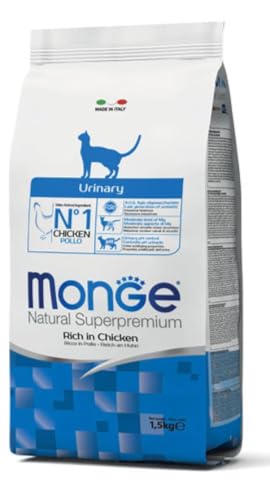 Monge Natural Superpremium URINARY CHICKEN, Trockenfutter für sterilisierte Katzen (Futter aus Huhn, Verringerung von Struvitsteinen, hochwertige Rezeptur, ohne Zusatz von Farbstoffen, 1,5 kg)
