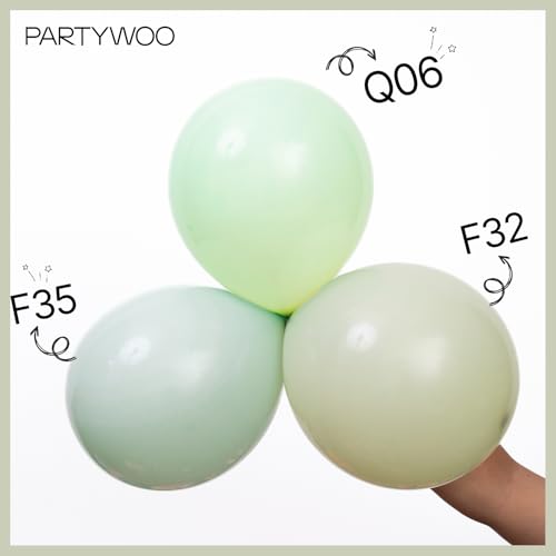 Image of PartyWoo Sage Green Balloons 100pcs 12 Inch Boho Dusty Olive Green Latex Balloons for Birthday Baby Shower Graduation Engagement Wedding Dinosaur Jungle Golf Football Theme Party Decorations Green-F32