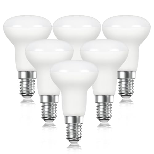 EXTRASTAR Reflector R50 E14 Light Bulb, 4.9W LED SpotLights, 35W Equivalent, 400LM, 6500K Cool White SES Small Edison Screw Energy Saving LED Bulbs, 120° Beam Angle, Non-dimmable, Pack of 6