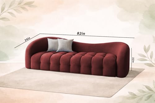 Image of Casaliving Ariana Modern Premium Boucle Fabric Sofa, Upholstered 3 Seater Sofa Set for Living Room, (Maroon Colour) Premium Boucle Fabric Sofa