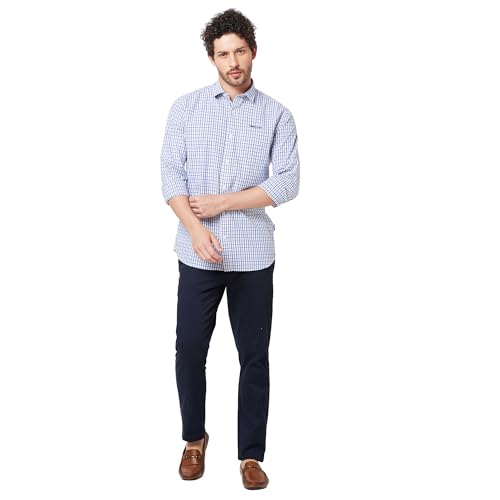 Image of KENNETH COLE New York Mens Slim Fit Cotton Spread Collar Long Sleeve Patch Pocket at Chest Casual Shirt