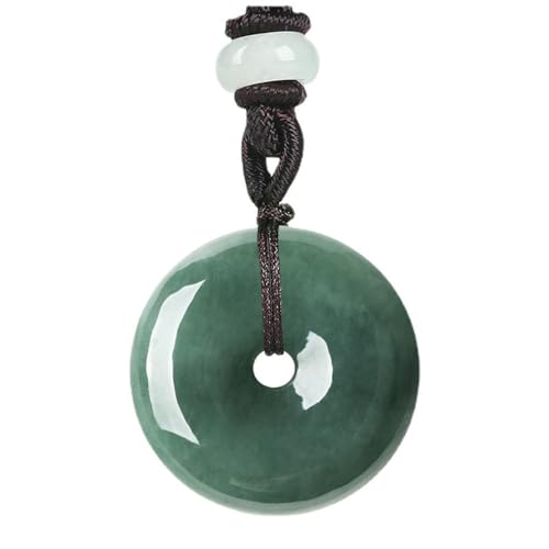 Jade vert homme femme : collier pendentif boucle de paix 26 mm amulette pierre