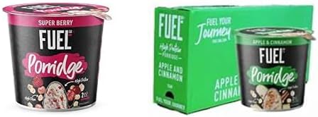 FUEL10KPorridge Pot Bundle, 8 x Super Berry Porridge Pots & 8 x Apple & Cinnamon Porridge Pots, High in Protein & Fibre, 70 g (Pack of 16)