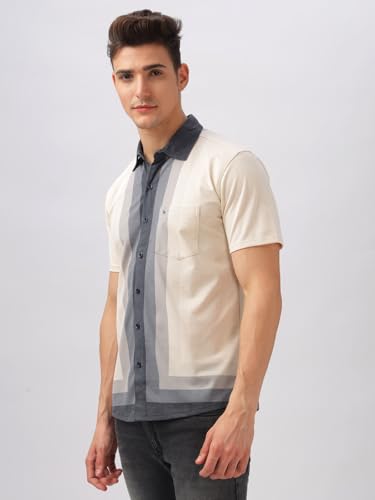 Image of BULLMER Trendy Regular Fit Printed Causal Half Sleeve Shirt for Men