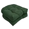 LOWEMN Waterproof Chair Cushions Set of 2 Outdoor,Tufted Thicken Weather and Fade Resistant Kitchen Seat Cushions,Patio Chair Pads for Garden Furniture Sofa Couch (Dark Green)