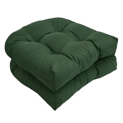 LOWEMN Waterproof Chair Cushions Set of 2 Outdoor,Tufted Thicken Weather and Fade Resistant Kitchen Seat Cushions,Patio Chair Pads for Garden Furniture Sofa Couch (Dark Green)
