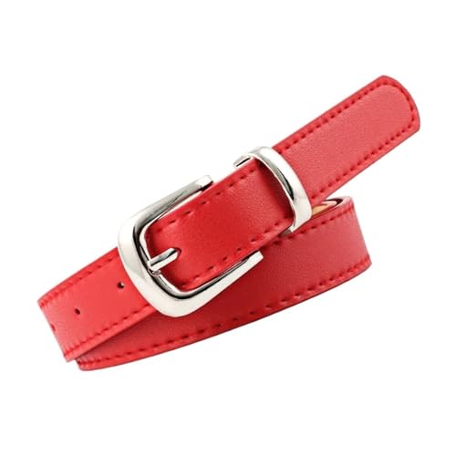 Golden buckle Women's Belts -2 * 105cm PU Leather Skinny Waist Belt with Metal Buckle for Dresses, Jeans & Pants - Simple Luxury Designer Style (Black/Brown)(Red)