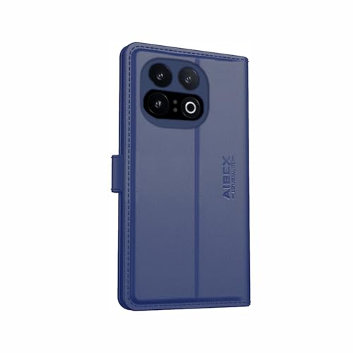 Image of AIBEX Compatible for iQOO 15 5G Flip Cover Leather Finish | Inside TPU with Card Pockets | Wallet Stand | Complete Protection Flip Case Blue