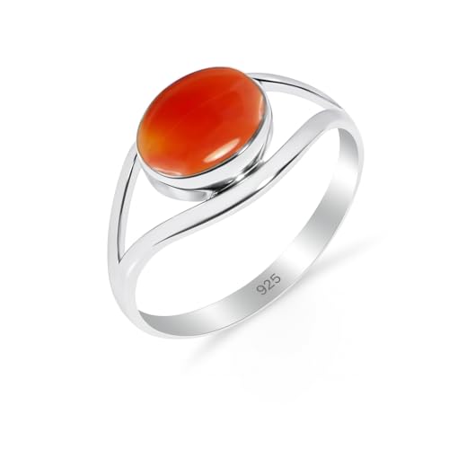 HIMALYA QUARTZ Anillo Mujer Plata 925, Anillo Con Piedra Natural Boda, Anillo Compromiso Solitario Anillo Diseño Clásico RB-01-CRNL-3.5