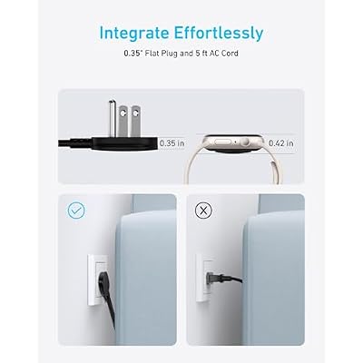 Anker Travel Power Strip, Anker Nano 67W Max 6-in-1 USB C Charger, 2 AC, 2 USB A and 2 USB C, 5ft Thin Undetachable Flat Plug Extension Cord with Multiple Outlets, Travel Essentials, Cruise Essentials