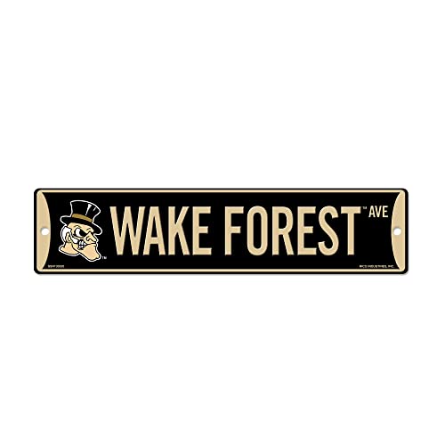 Rico Industries NCAA Wake Forest Demon Deacons Black 4" X 17" Plastic Street Sign