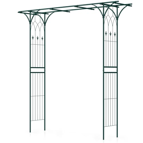 COSTWAY Rosenbogen Metall, Gartenbogen für Kletterpflanzen, Torbogen Garten, Rosengitter Rankhilfe, Rankgitter Rosenspalier, Rankbogen für Hinterhof Veranda Hochzeit Partys (205x52x205cm,Grün)