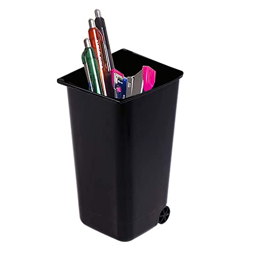 TAIANJI 2 Stück Mini Plastik Tisch Mülltonne mit Schwingdeckel und Räder, Mini Abfalleimer Tischabfalleimer Desktop Mülleimer, Schreibtisch Organizer für Büro Frisiertisch Schlafzimmer Artikel