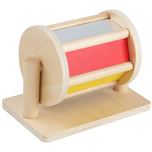 Obelunrp Regenbogen -Drum -Spielzeug, hölzerne Textildrum Montessori Spielzeug, Montessori Spinning Rainbow Drum Sensory Development Toys für 6 Monate -1 -Jährige Kinder Cover