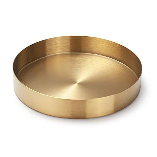 Plateau de Service Rond Doré en Acier Inoxydable Bijoux et Maquillage Organiseur / Bougie Assiette Plateau Décoratif 18cm