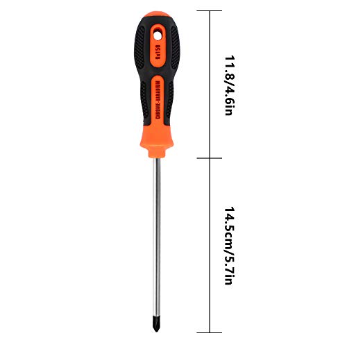 Kalim 6Inch Phillips Professional Screwdriver, Chrome-Vanadium Steel, Magnetic Screwdriver With Non-Slip Rubber Handle For Furniture/Car/Computer/Equipment Repair(Black & Orange) #TOP1