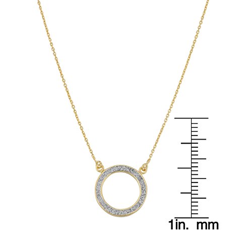 Kooljewelry 14k Yellow Gold Glitter Circle Necklace (18 inch) - Image 4