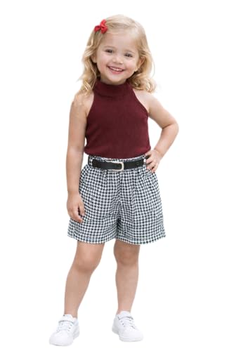 Image of Girl's Solid Cotton Blend Style Top and Shorts Set