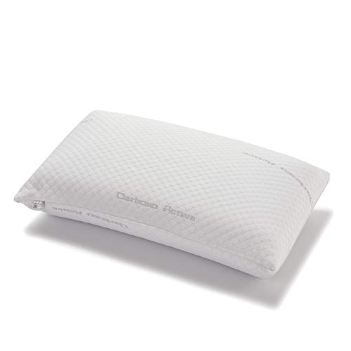 marckonfort Almohada Viscoelástica Carbono 40x60 cm Perforada, 13 cm de Altura núcleo Compacto 100% viscoelástico con partículas de Carbono Activo. Doble Funda con Cremallera