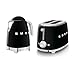 Smeg 50’s Style Retro Range Breakfast Set, 1.7L 3000W Variable Temperature Kettle and Multi-Functional Control 2-Slice 950W Toaster, Black, KLF04BLUK/ TSF01BLUK
