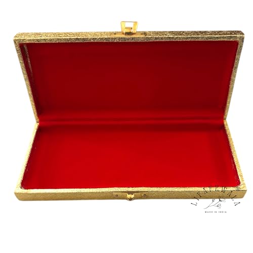 Image of Designer Rectangular Shaped Cash Box, Shagun Box, Gift Box, Gaddi Box, Jewellery Box in Exclusive Lazer Cut Baggi /Barat style | (Pack of 1) (Baggi Golden)