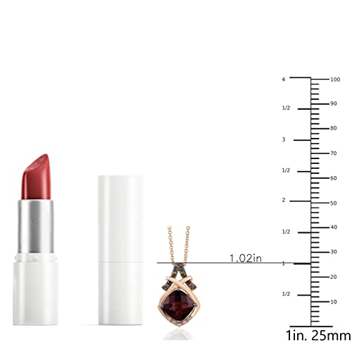 1/10 Carat Diamond And 2 1/2 Carat Cushion Cut Garnet Pendant Necklace For Women In 14K Rose Gold (Fancy Brown/G-H, Vs2-Si2, Cttw) On 18 Inch Chain With Lobster Claw Clasp Ribbon Pendant By Levian #TOP2