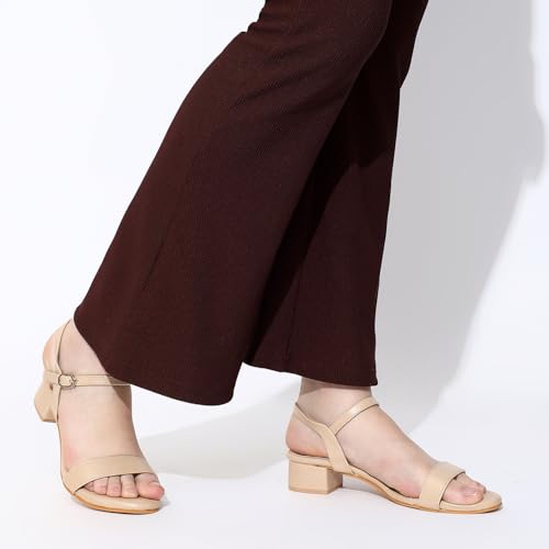 Image of TRASE Women Block Heel Sandals with Ankle Strap, Stylish and Comfortable Design, Perfect for Casual Outings