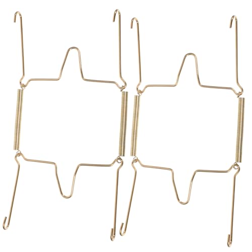 BRIGHTFUFU Small Plate Hangers Wall Plate Holders 2pcs Spring Hook Heavy Duty Stainless Steel Easy Installati