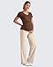 G4Free Maternity Dress Pants Over The Bump High Waist Front Pleated Sweatpants Business Casual Straight Leg Lounge Trousers(Light Khaki,S,Regular)