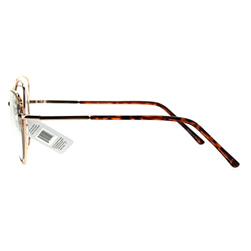 Sa106 MEC8120MC-GD Womens Double Metal Wire Rim Cat Eye Goth Eye Glasses Gold thumb #2