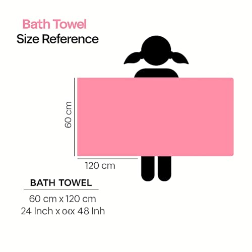 Image of DIVYAM Kids Bath Towel - 425 GSM Soft Microfiber Towel for Newborns, Toddlers & Kids - Lightweight & Absorbent - Cute Bear Design - Deep Pink Color - 120 x 60 CM - Set of 1