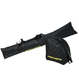 Détails du sac à chaussures de ski - Pour 1 paire de bottes de ski - Sac à chaussures de ski léger et facilement pliable - Bandoulière - Double fermeture éclair - Dimensions : environ 40 x 40 x 20 cm - Volume : environ 30 litres - Matériau : 100 % polyester - Couleur : noir (avec inscription jaune Fischer)