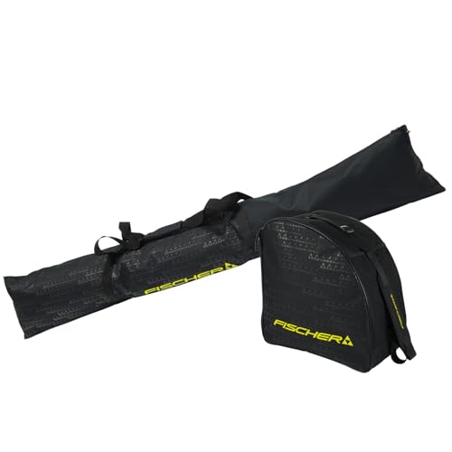 Fischer Skitasche & Skischuhtasche Set Eco Alpine – Skisack 175 cm & Skischuh Tasche 30L I wasserfeste Skihülle mit Griff I Faltbare Ski Transporttasche für 1 Paar Ski & Schuhe