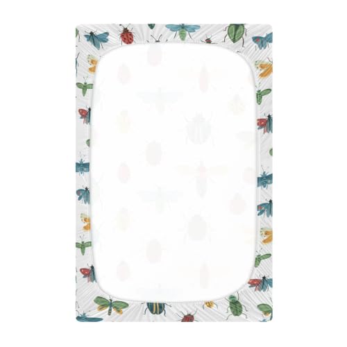 Image of Cute Ladybug Bugs Crib Sheets Soft Breathable Fitted Baby Crib Sheets Mattress Cover for Girls Boys 52 inch x 28 inch x 9 inch