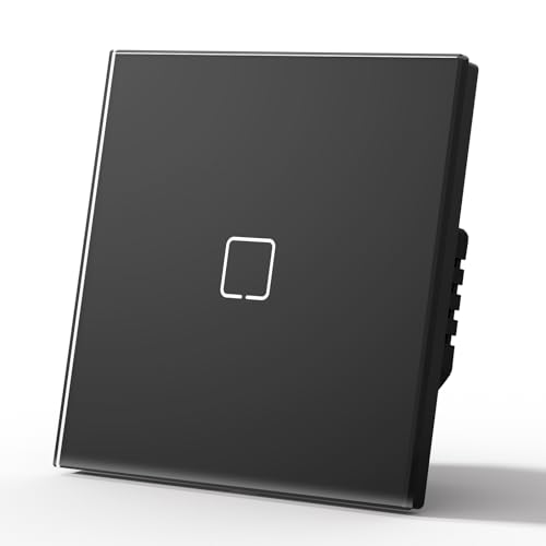 MVAVA Interruptor de luz táctil empotrado, interruptor de luz inteligente WiFi compatible con Alexa/Google Home Work con Tuya/Smart Life, interruptor de luz Alexa de cristal, cable neutro, requiere 1