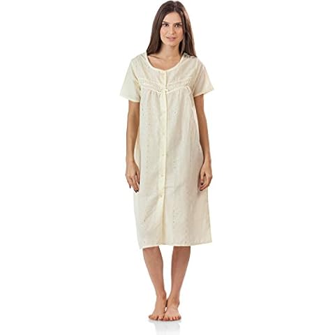 Casual Nights Women's Short Sleeve Eyelet Embroidered House Dress - Yellow - XXXX-Large Cover