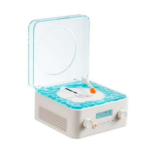 The Waves - Reproductor de vinilo - Altavoz Bluetooth 6.0 CD con luz ambiental y ruido blanco, batería de 4000 mAh, altavoces duales, carga tipo C